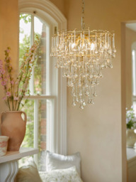 Laura Ashley Willlow Crystal Chandelier Ceiling Pendant Light, Champagne - thumbnail 6