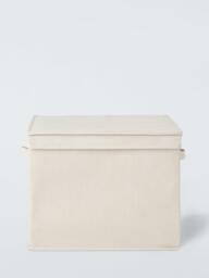 John Lewis Polyester Lidded Storage Boxes, Pack of 2, Ecru - thumbnail 2