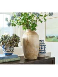 Pottery Barn Patterned Terracotta Clay Vase, H18cm, Blue/Ivory - thumbnail 3