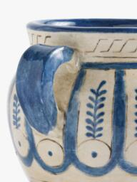 Pottery Barn Patterned Terracotta Clay Vase, H18cm, Blue/Ivory - thumbnail 4