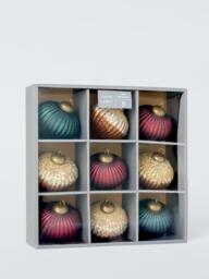John Lewis Glass Onion Baubles, Box of 9, Gold/Purple - thumbnail 3