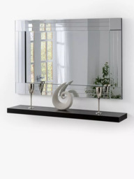 Yearn Bevelled Glass Square Corner Rows Rectangular Frame Wall Mirror, Clear/Black - thumbnail 2