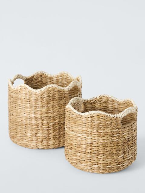 John Lewis Scallop Edge Bulrush Storage Baskets, Set of 2, Natural - image 1