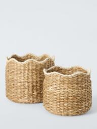 John Lewis Scallop Edge Bulrush Storage Baskets, Set of 2, Natural - thumbnail 2