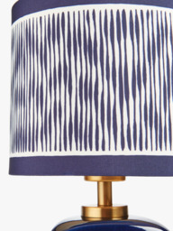 John Lewis X Collagerie Ikat Stripe Print Small Faceted Ceramic Table Lamp, Blue - thumbnail 3