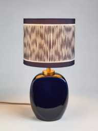 John Lewis X Collagerie Ikat Stripe Print Small Faceted Ceramic Table Lamp, Blue - thumbnail 1
