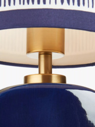 John Lewis X Collagerie Ikat Stripe Print Small Faceted Ceramic Table Lamp, Blue - thumbnail 4