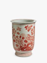 OKA Fenghuang Narrow Indoor Porcelain Planter, H34cm, Chinese Red - thumbnail 1
