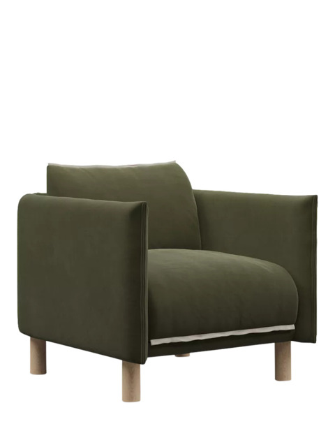 Cozmo Cozy Armchair, Dark Green Velvet Natural Piping - image 1