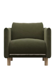 Cozmo Cozy Armchair, Dark Green Velvet Natural Piping - thumbnail 4