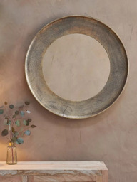 nkuku Yakira Round Wall Mirror, Antique Brass - thumbnail 1