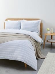 John Lewis Pyjama Stripe Pure Cotton Weave Duvet Cover Set - thumbnail 5