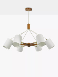 John Lewis Spindle 6 Arm Ceiling Light, Walnut/Antique Brass - thumbnail 3