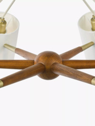 John Lewis Spindle 6 Arm Ceiling Light, Walnut/Antique Brass - thumbnail 4