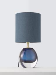 John Lewis Redden Glass Base Table Lamp, Blue - thumbnail 2