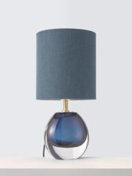John Lewis Redden Glass Base Table Lamp, Blue
