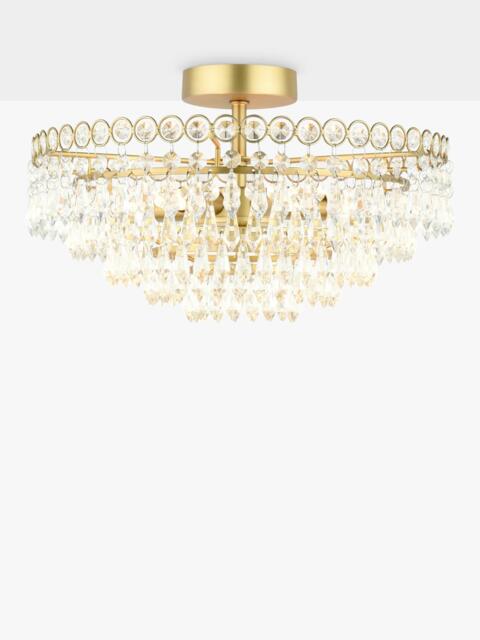 Laura Ashley Enid Semi Flush Crystal Pendant Ceiling Light, Antique Brass - image 1