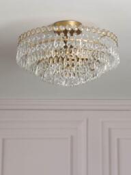 Laura Ashley Enid Semi Flush Crystal Pendant Ceiling Light, Antique Brass - thumbnail 6