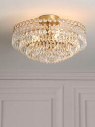 Laura Ashley Enid Semi Flush Crystal Pendant Ceiling Light, Antique Brass - thumbnail 2
