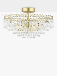 Laura Ashley Enid Semi Flush Crystal Pendant Ceiling Light, Antique Brass - thumbnail 3