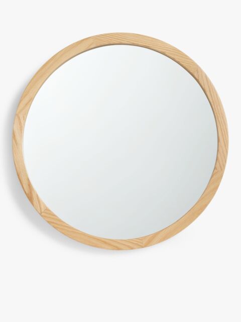 John Lewis Slim Solid Oak Wood Round Wall Mirror - image 1