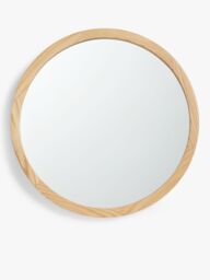 John Lewis Slim Solid Oak Wood Round Wall Mirror - thumbnail 1