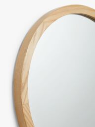 John Lewis Slim Solid Oak Wood Round Wall Mirror - thumbnail 2