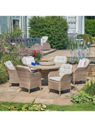 LG Outdoor St Tropez 6-Seater Round Garden Dining Table & Chairs Set with Parasol - thumbnail 2