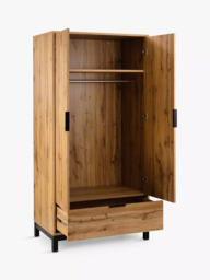 Julian Bowen Bali Double Wardrobe with 1 Drawer, Oak - thumbnail 2