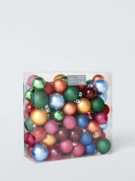 John Lewis Small Shatterproof Christmas Tree Baubles, Box of 100, Multi - thumbnail 3