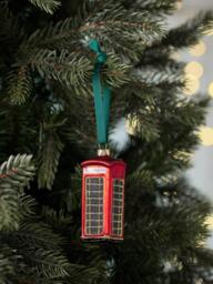 John Lewis Curate & Collect Telephone Box Bauble, Red - thumbnail 2