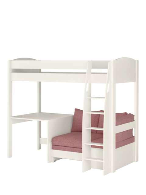 Stompa Uno S 21 High Sleeper Bed Frame with Fixed Desk, Pink Blossom - image 1