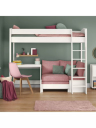 Stompa Uno S 21 High Sleeper Bed Frame with Fixed Desk, Pink Blossom - thumbnail 3