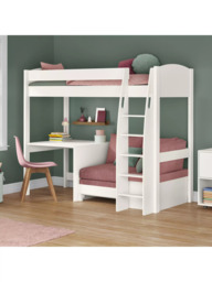 Stompa Uno S 21 High Sleeper Bed Frame with Fixed Desk, Pink Blossom - thumbnail 6