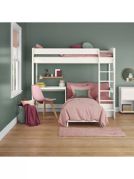 Stompa Uno S 21 High Sleeper Bed Frame with Fixed Desk, Pink Blossom - thumbnail 5