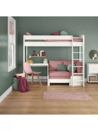 Stompa Uno S 21 High Sleeper Bed Frame with Fixed Desk, Pink Blossom - thumbnail 4