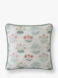 William Morris At Home Carnation Embroidered Cushion, Green - thumbnail 2