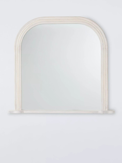 John Lewis Hand-Carved Coastal Wood Frame Overmantel Wall Mirror, 95 x 105cm, White Wash - image 1