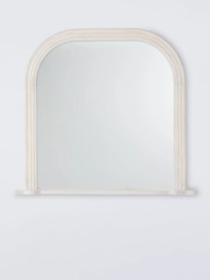 John Lewis Hand-Carved Coastal Wood Frame Overmantel Wall Mirror, 95 x 105cm, White Wash - thumbnail 1