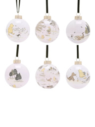 Disney Home x Sanderson Winnie The Pooh Christmas Baubles, Set of 6, Multi - thumbnail 1
