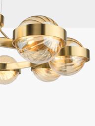 Där Ophira 8 Light Glass Shade Pendant Ceiling Light, Antique Gold/Amber - thumbnail 6