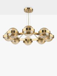 Där Ophira 8 Light Glass Shade Pendant Ceiling Light, Antique Gold/Amber - thumbnail 3