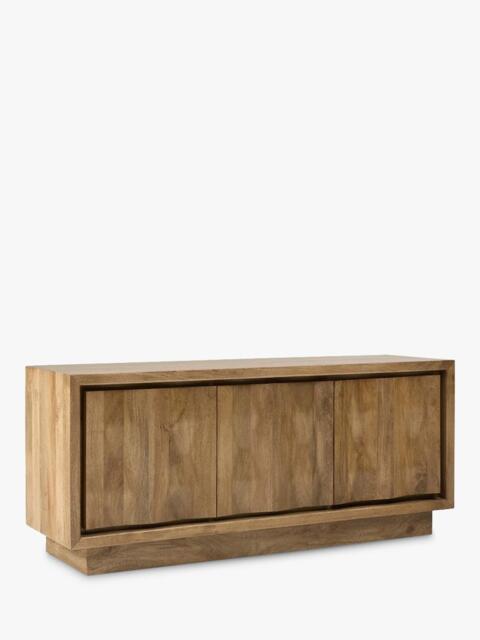 west elm Murray Carved Mango Wood Media Unit, Burnt Wax - image 1