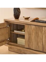 west elm Murray Carved Mango Wood Media Unit, Burnt Wax - thumbnail 4