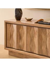 west elm Murray Carved Mango Wood Media Unit, Burnt Wax - thumbnail 3