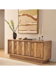 west elm Murray Carved Mango Wood Media Unit, Burnt Wax - thumbnail 2