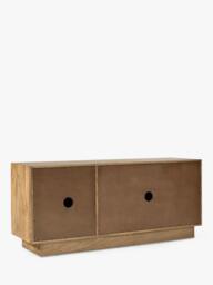 west elm Murray Carved Mango Wood Media Unit, Burnt Wax - thumbnail 6