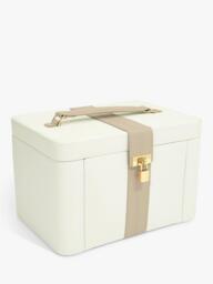 The Dulwich Belgravia Leather Jewellery Box, Cream/Mink - thumbnail 4
