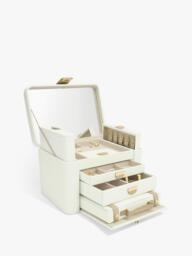 The Dulwich Belgravia Leather Jewellery Box, Cream/Mink - thumbnail 3