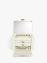 The Dulwich Belgravia Leather Jewellery Box, Cream/Mink
